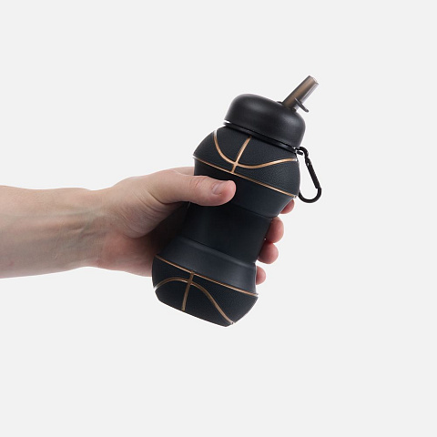 Складная бутылка для воды Basketball Flex, черная - рис 8.