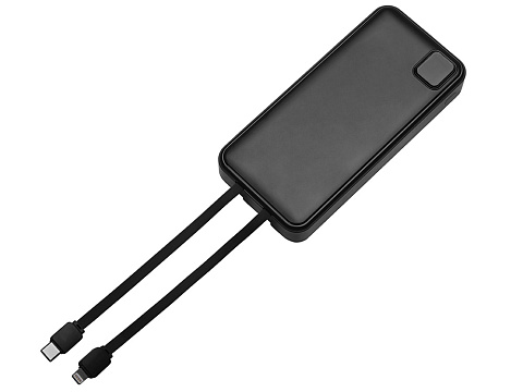 Внешний аккумулятор со встроенными кабелями Фрэйм Про, быстрая зарядка, 20000мач, черный - рис 4.