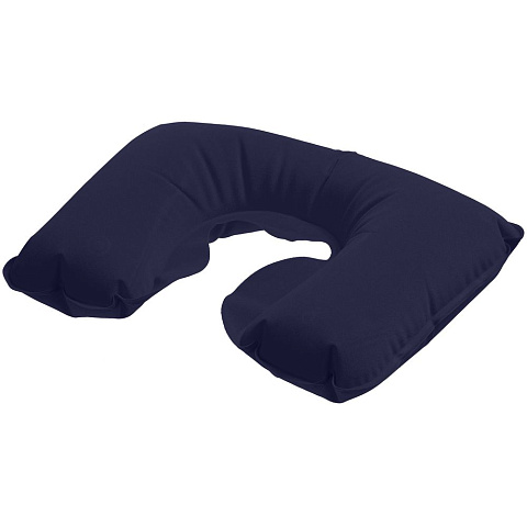 Надувная подушка под шею в чехле Sleep, темно-синяя - рис 2.