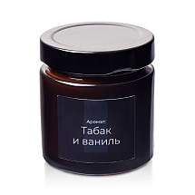 Свеча в стеклянной коричневой банке 200мл, аромат Табак и ваниль, фитиль деревянный