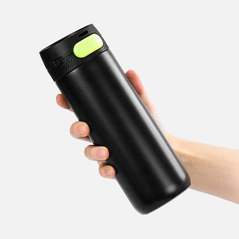 Термостакан X1 с цветной кнопкой, черный с желтым - рис 5.