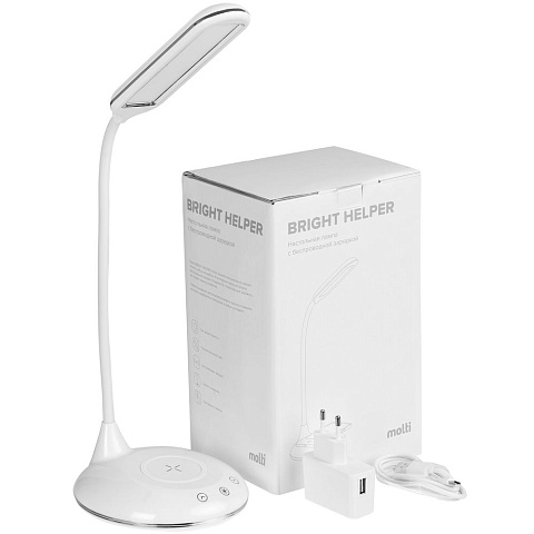 Лампа с беспроводной зарядкой Bright Helper, белая - рис 10.