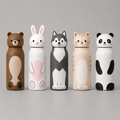 Термобутылка с силиконовой крышкой на заказ, 400 мл