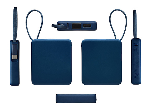 Внешний аккумулятор со встроенным кабелем USB-C Дэнси, 5000 мАч, темно-синий - рис 4.