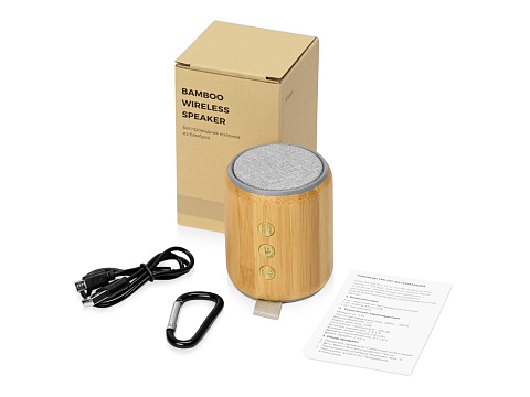 Портативная колонка из бамбука Bongo, натуральный (Р) - рис 3.