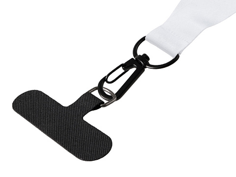 Ланъярд 2 см под сублимацию с трендовым карабином, замком обрыва и узким держателем для телефона из ПЭ, черный - рис 4.