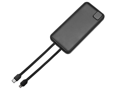 Внешний аккумулятор со встроенными кабелями Фрэйм, 10000мач, черный - рис 4.