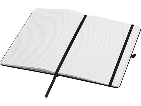 Teak блокнот А5 из переработан. материала в твердой обложке с линован. страницами - сплошной черный - рис 4.