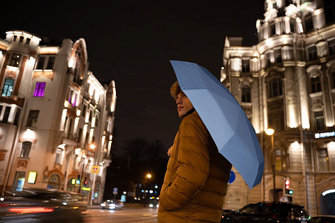 Зонт складной Manifest Color со светоотражающим куполом, синий - рис 7.