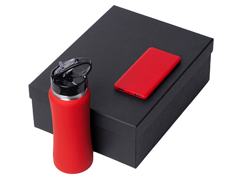 Подарочный набор с бутылкой для воды и повербанком С1, 5000 mAh, красный - рис 2.