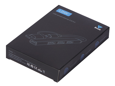 USB-хаб Link с коннектором 2-в-1 USB-C и USB-A, 2.0/3.0, черный - рис 6.