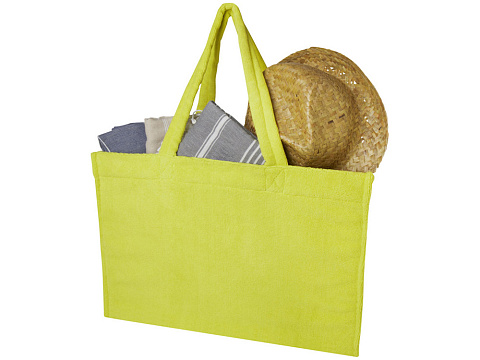 Пляжная эко-сумка Siam объемом 13 л из переработанной махровой ткани, сертифицированной GRS - Лайм - рис 3.