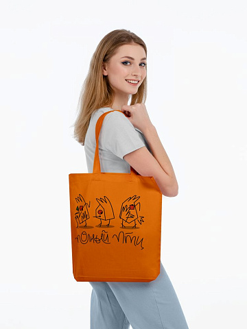 Холщовая сумка «Полный птц», оранжевая - рис 4.