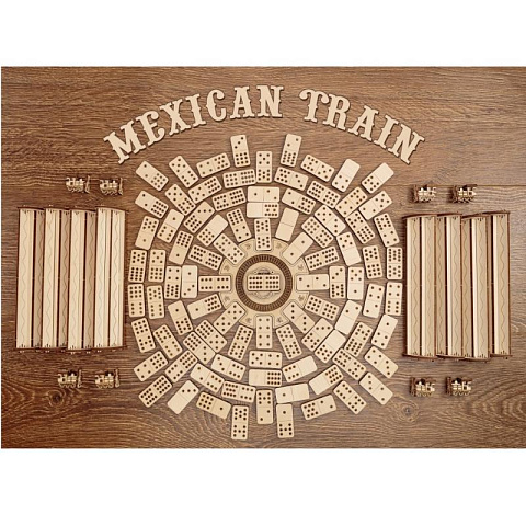 3D деревянная головоломка настольная игра Домино Мексиканский поезд - рис 5.