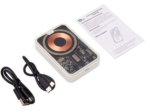 Беспроводной магнитный внешний аккумулятор с QC\PD MagnifIQ, 10000 мАч, 15 Вт, белый - рис 3.