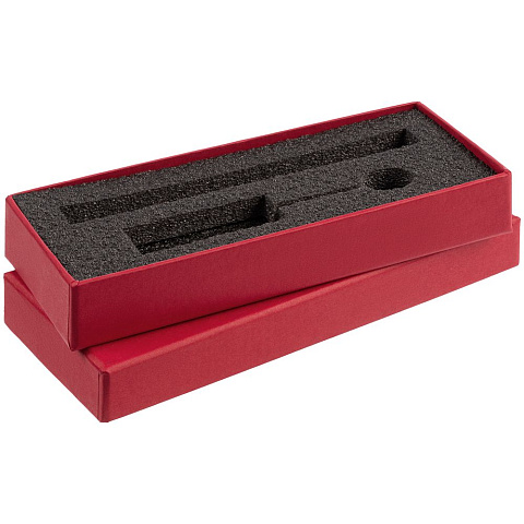 Коробка Notes с ложементом для ручки и флешки, красная - рис 4.