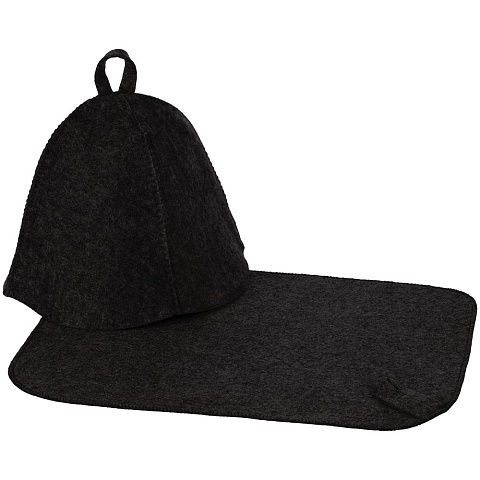 Набор для бани Heat Off с ковриком, черный - рис 2.