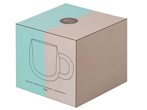 Кружка с двойными стенками с широкой ручкой и градиентным покрытием Fog, бирюзовый - рис 6.