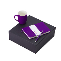 Подарочный набор с блокнотом С2, металлической ручкой и кружкой, фиолетовый