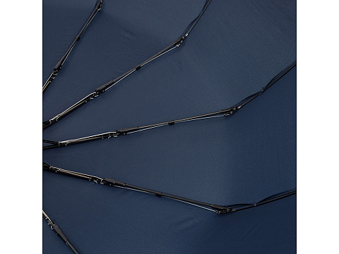 Зонт складной мужской TORBER, автомат, 3 сложения, синий, каркас сталь/файбергласс, эпонж, пластиковая ручка, диаметр 103 см - рис 5.