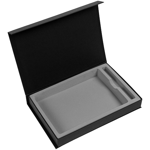 Коробка Silk с ложементом под ежедневник 15х21 см и ручку, черная - рис 2.