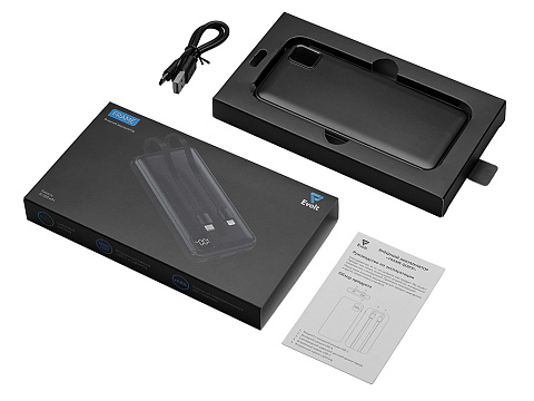 Внешний аккумулятор со встроенными кабелями Фрэйм, 10000мач, черный - рис 7.