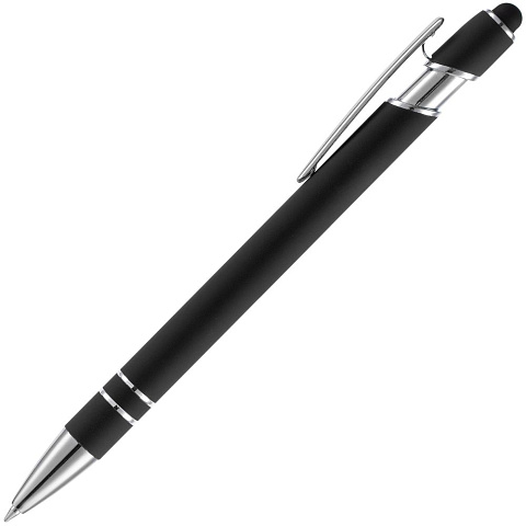 Ручка шариковая Pointer Soft Touch со стилусом, черная - рис 3.