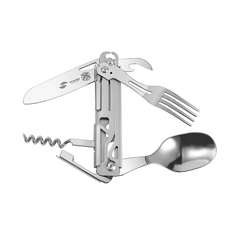 Нож перочинный Stinger, 110 мм, 6 функций, материал рукояти нержавеющая сталь (серебристый), в картонной коробке - рис 2.