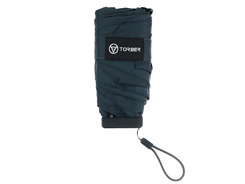 Зонт складной женский TORBER, механика, 5 сложений, синий, каркас алюминий, эпонж, пластиковая ручка, диаметр 91 см - рис 7.