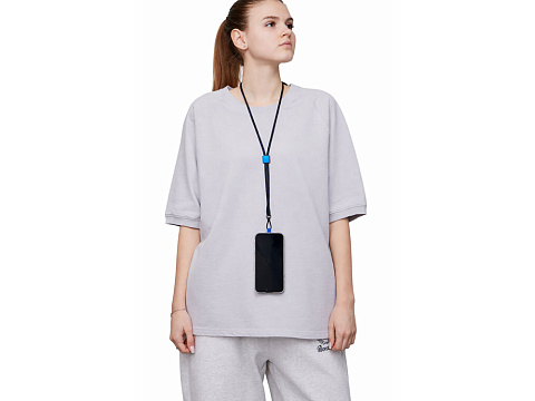 Ремешок на шею для телефона Риксо, синий/черный - рис 5.