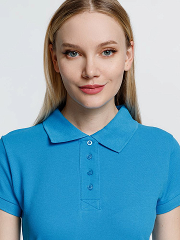 Рубашка поло женская Virma Premium Lady, бирюзовая - рис 4.