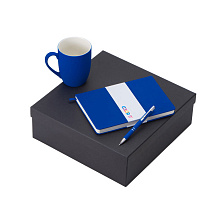 Подарочный набор с блокнотом С2, металлической ручкой и кружкой, синий