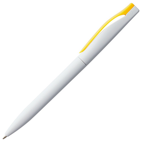 Ручка шариковая Pin, белая с желтым - рис 3.