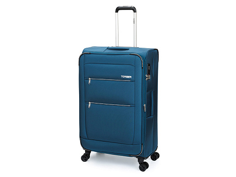 Чемодан TORBER ВИВИ, синий, полиэстер, 48 х 28 х 78 см, 89 л