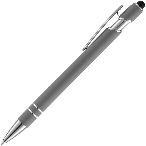 Ручка шариковая Pointer Soft Touch со стилусом, серая - рис 3.