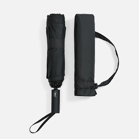 Зонт обратного сложения twoGether с двойным куполом, черный - рис 6.