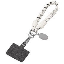 Брелок-браслет Bohemian c тканевым держателем для телефона, бело-черный