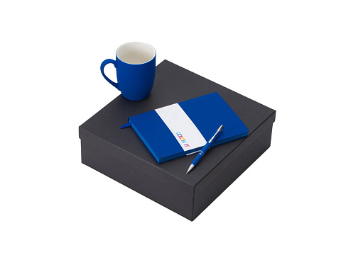 Подарочный набор с блокнотом С1, металлической ручкой и кружкой, синий