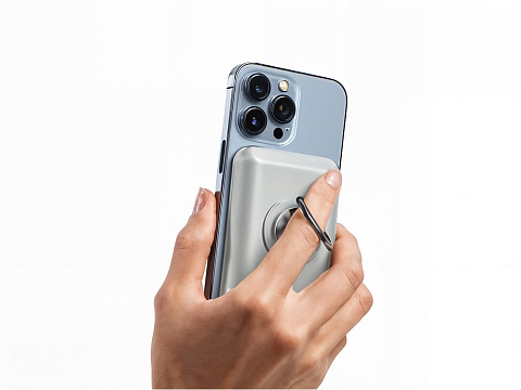 Магнитный беспроводной внешний аккумулятор MagnetIQ, 5000 mah, 10 W, серый Cool gray 7C - рис 8.