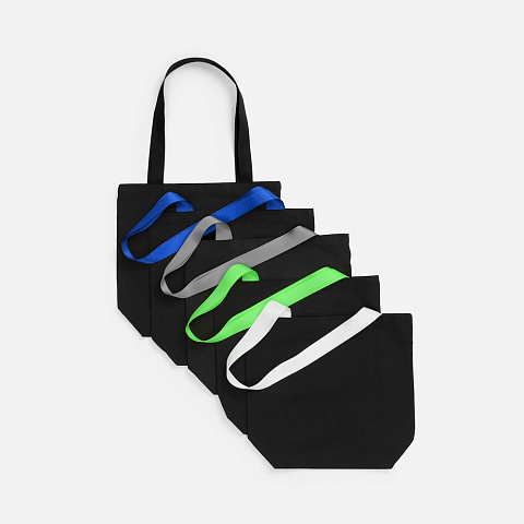 Шопер B5, черный с широкими желтыми ручками - рис 3.