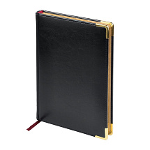 Ежедневник А5 датированный Sidney Nebraska 2026, черный (золотой обрез, золотые уголки)