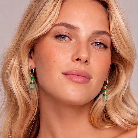 Серьги Hoop Green-Gold - рис 3.