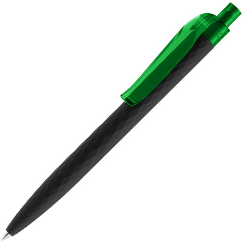 Ручка шариковая Prodir QS01 PRT-P Soft Touch, черная с зеленым - рис 2.