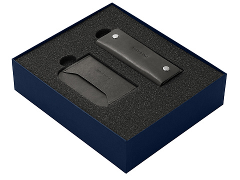 Подарочный набор Long River: картхолдер, ключница, синяя коробка - рис 2.