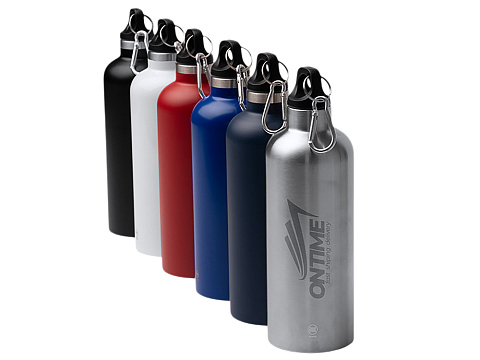 Бутылка LUWAK/ЛЮВАК из переработанной нержавеющей стали с карабином, красный - рис 2.