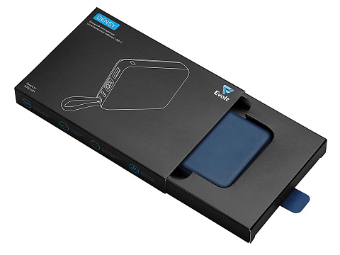 Внешний аккумулятор со встроенным кабелем USB-C Дэнси, 5000 мАч, темно-синий - рис 5.