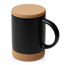 Кружка 450 мл с пробковым дном с крышкой Корк & Бон, черный