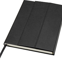 Блокнот Alejandra формата А5 с твердой обложкой из переработанной кожи - сплошной черный