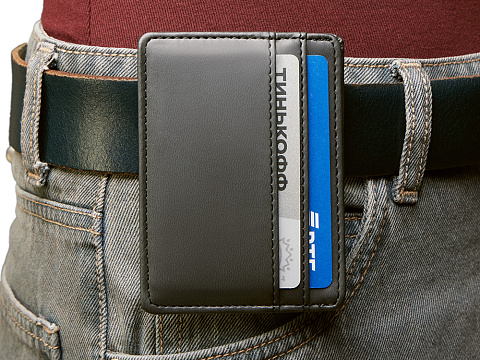 Картхолдер для двух карт и наличных денег с зажимом Crave, черный - рис 7.