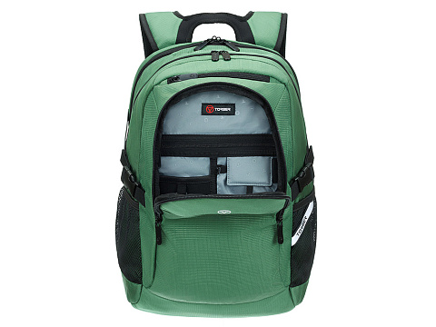 Рюкзак TORBER МЕГАПОЛИС с отделением для ноутбука 16, зеленый, полиэстер, 47 х 34 x 28 см - рис 5.